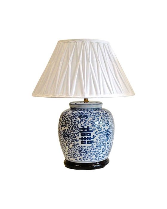 Kina bordslampa blå/vit