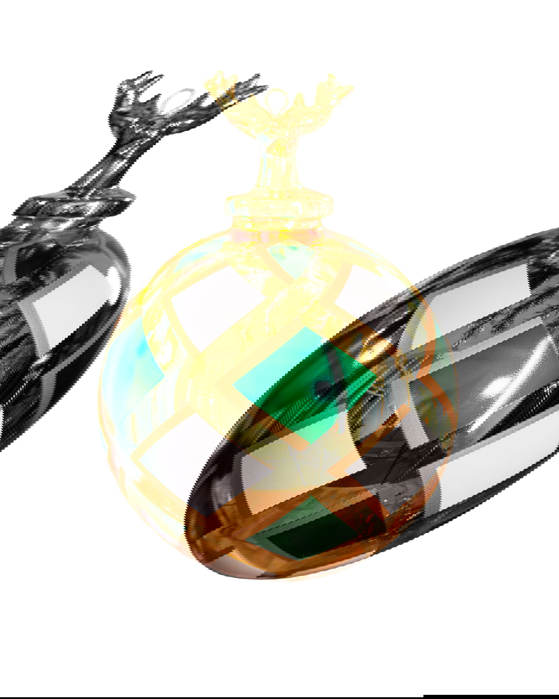 Lordly Stag Bauble Green/White 10cm