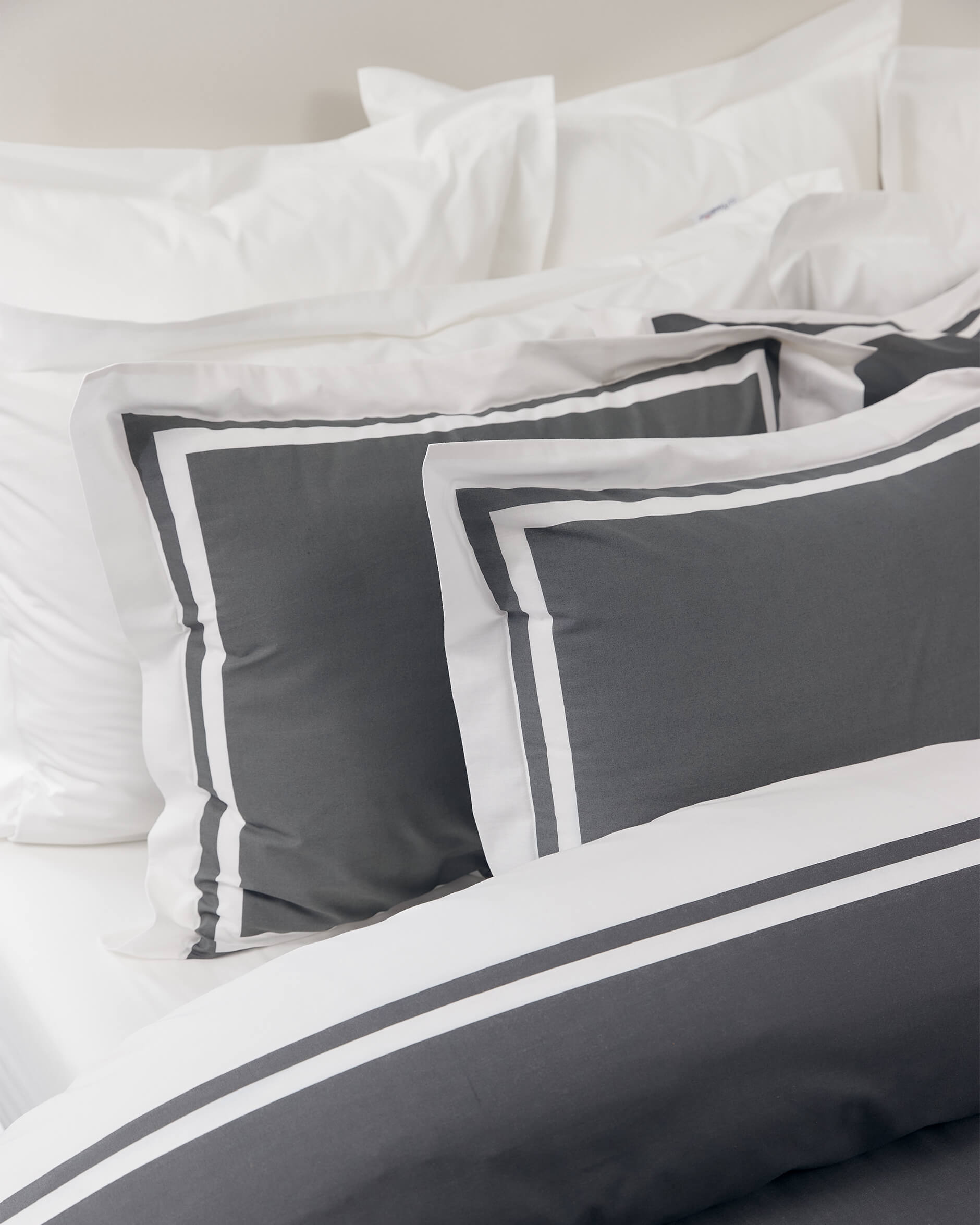 Oxford påslakanset grå/vit