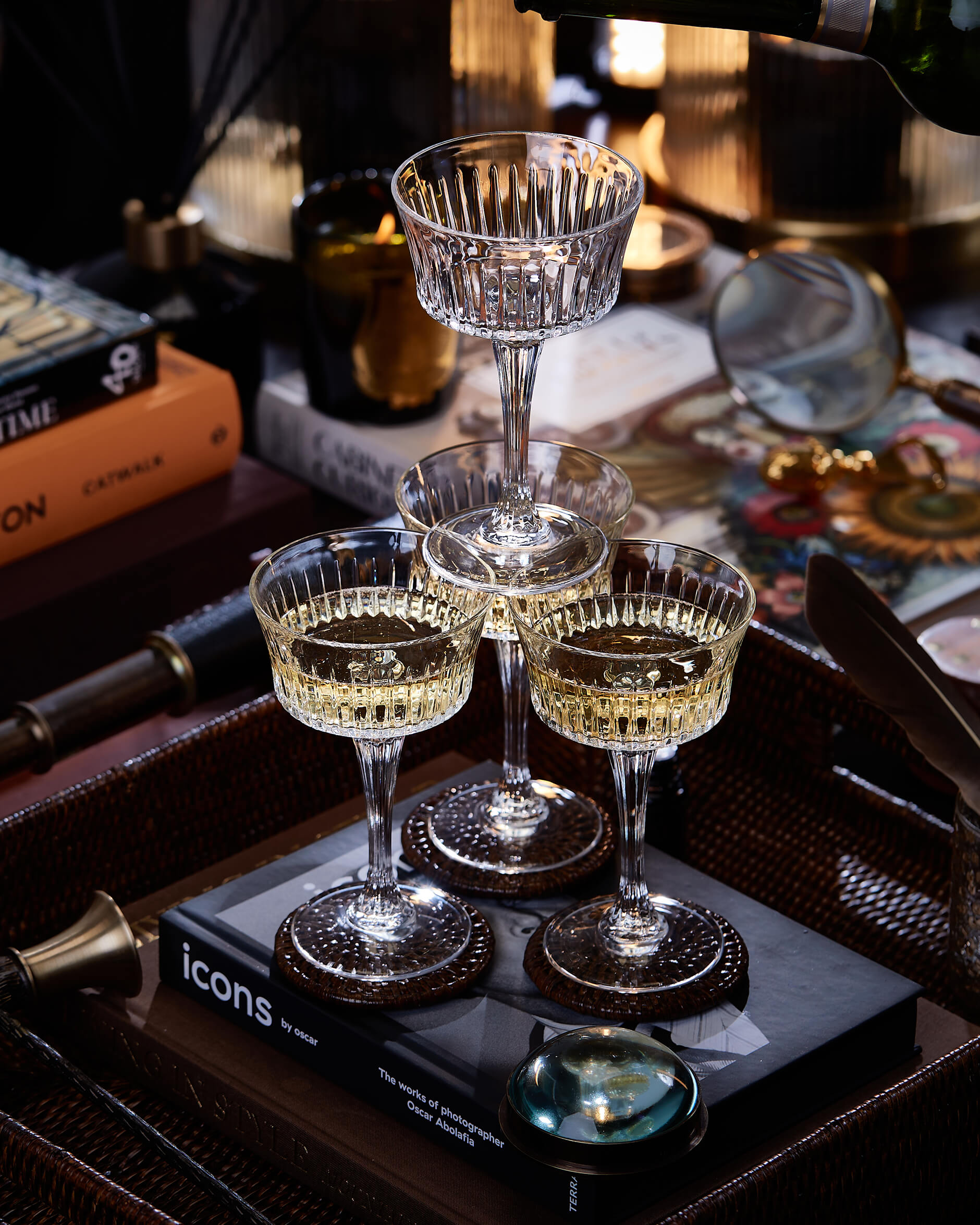 Cognac glasunderlägg rotting 6-pack