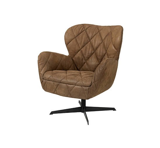Leather pale brown - Jade Swivel Armchair Black Leather