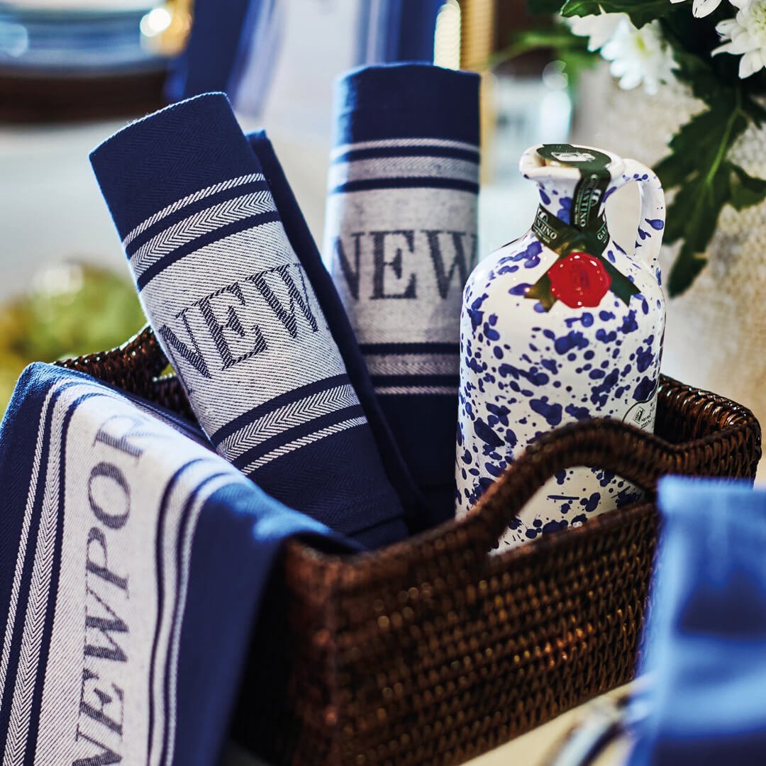 Provence tea towel blue/white