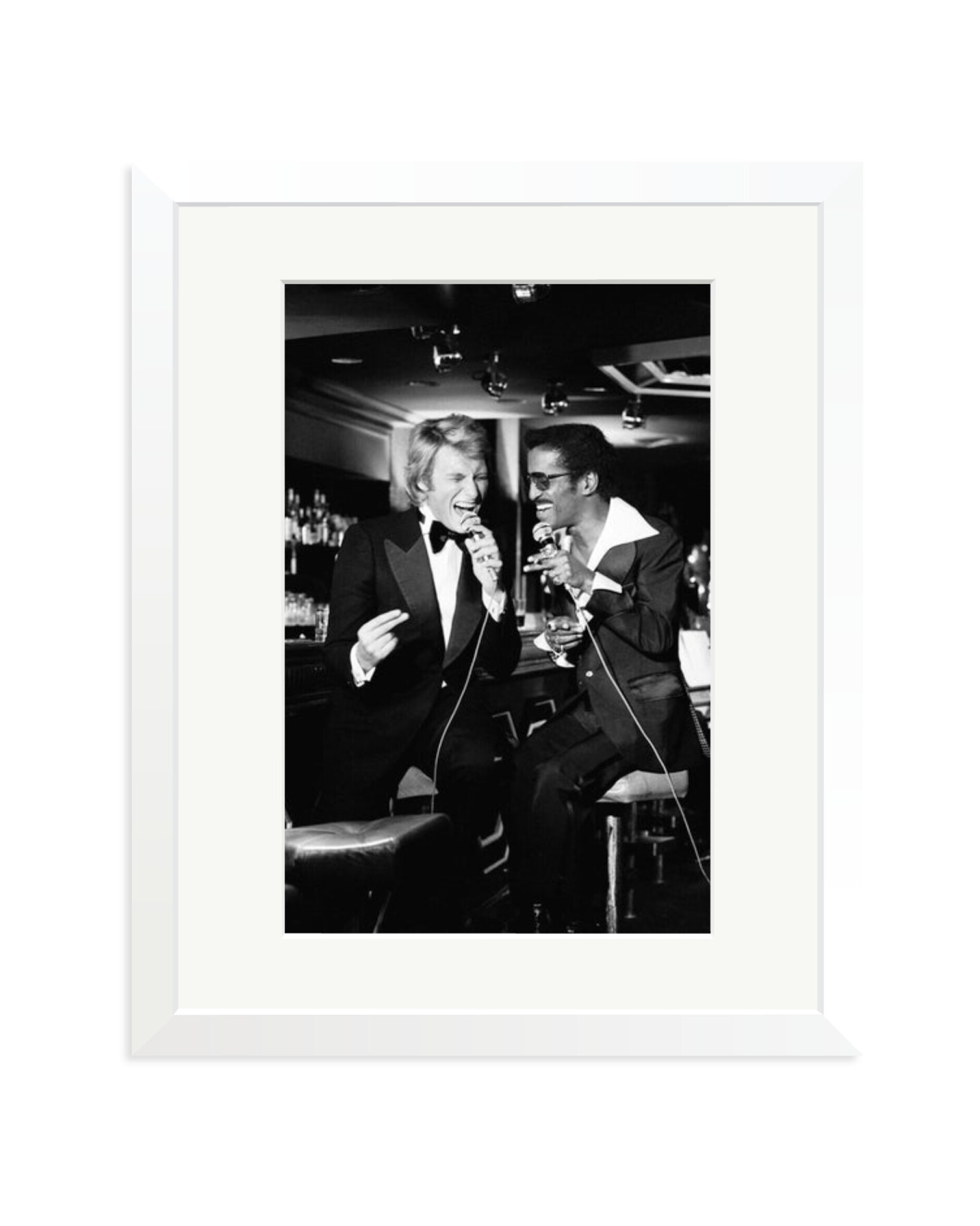 Johnny Hallyday and Sammy Davis Jr. White / Medium