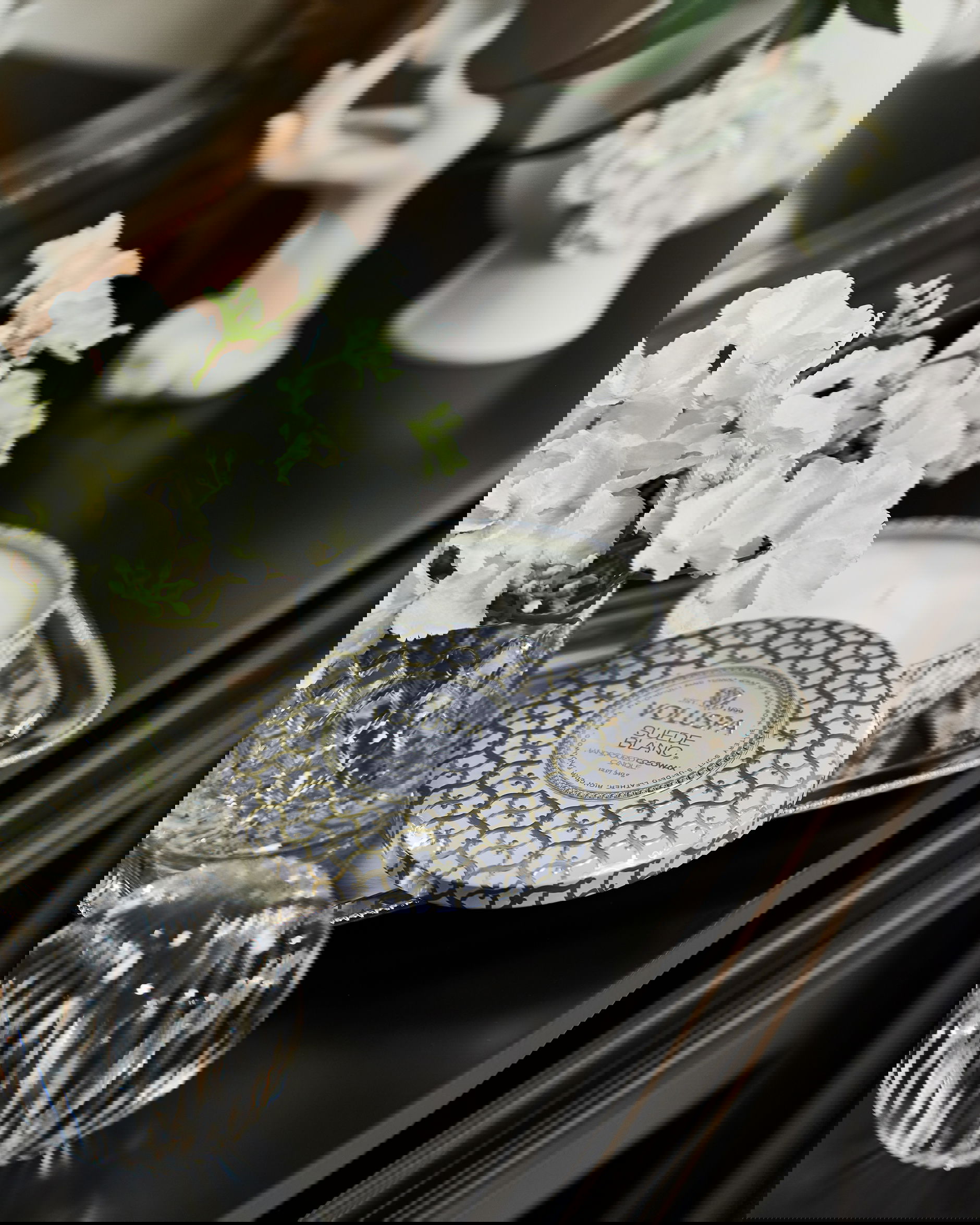 Suede Blanc doftljus 3-wick