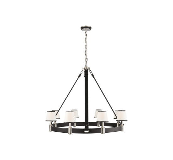 null - Riley Ring Chandelier Polished Nickel/Chocolate Leather