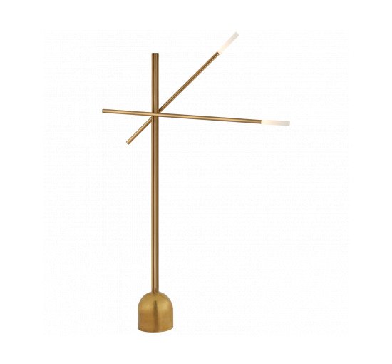 null - Rousseau Double Boom Arm Floor Lamp Antique-Burnished Brass
