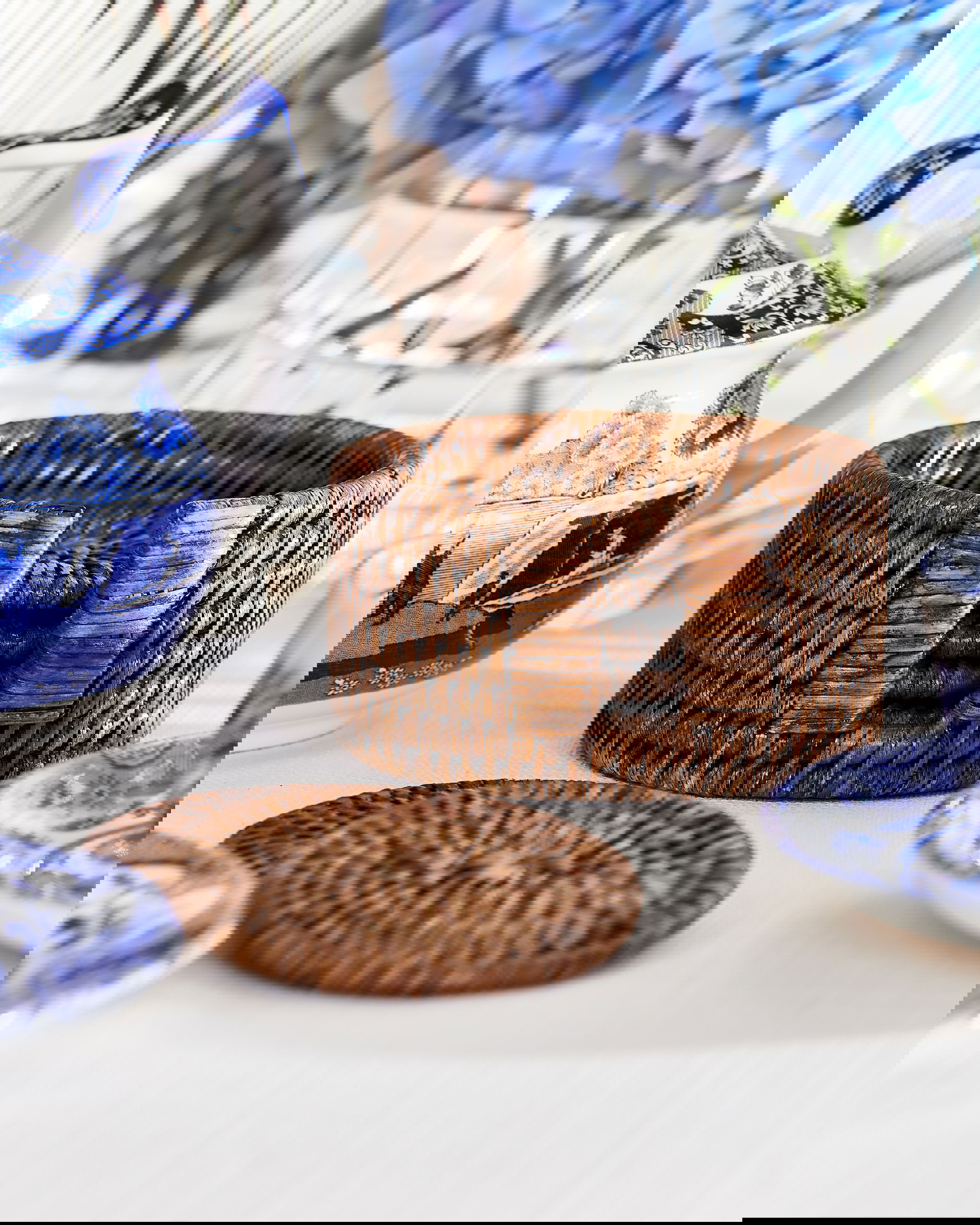 Antique glasunderlägg rotting rund 6-pack