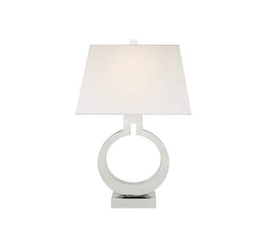 Polished Nickel - Ring Form Table Lamp Alabaster Small