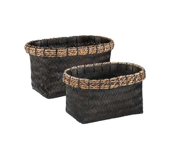 Black - Davao storage baskets rectangle black 2-set