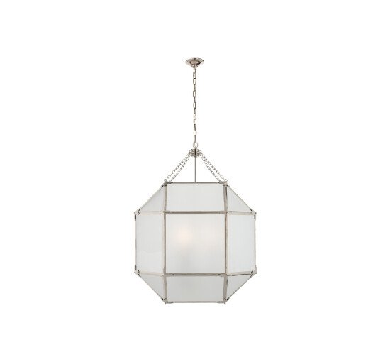 Polished Nickel - Morris Lantern Gilded Iron/Frosted Glass Large
