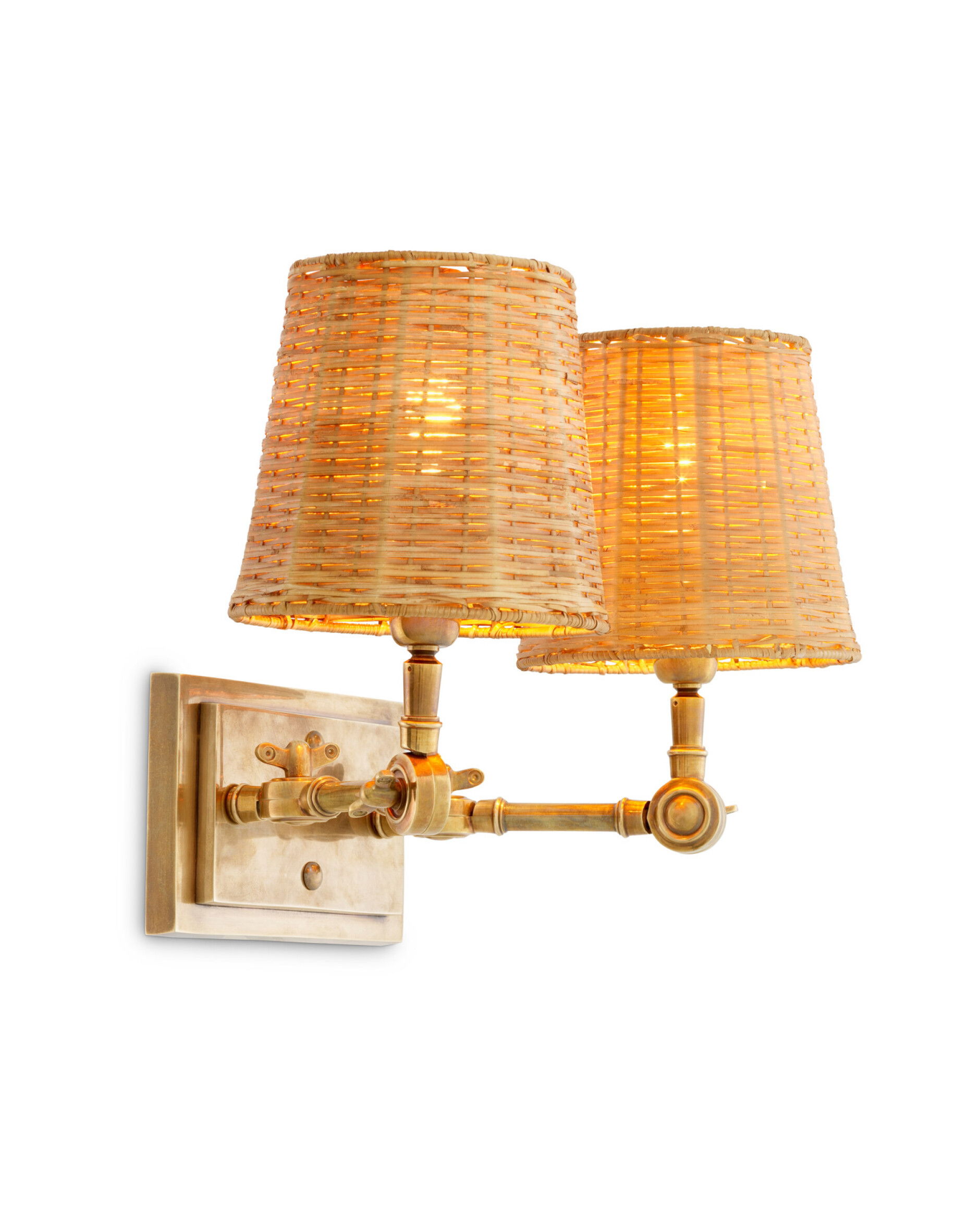Wentworth double wall lamp brass/rattan