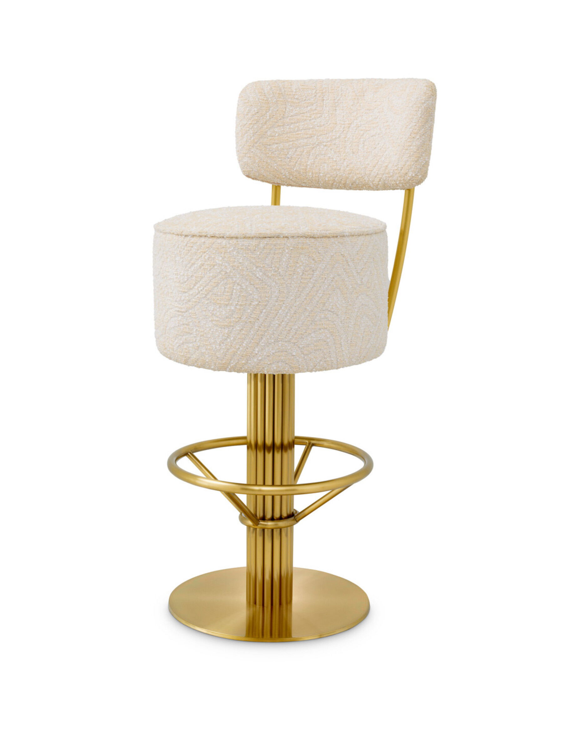 Carleton barkruk met rugleuning cream/messing