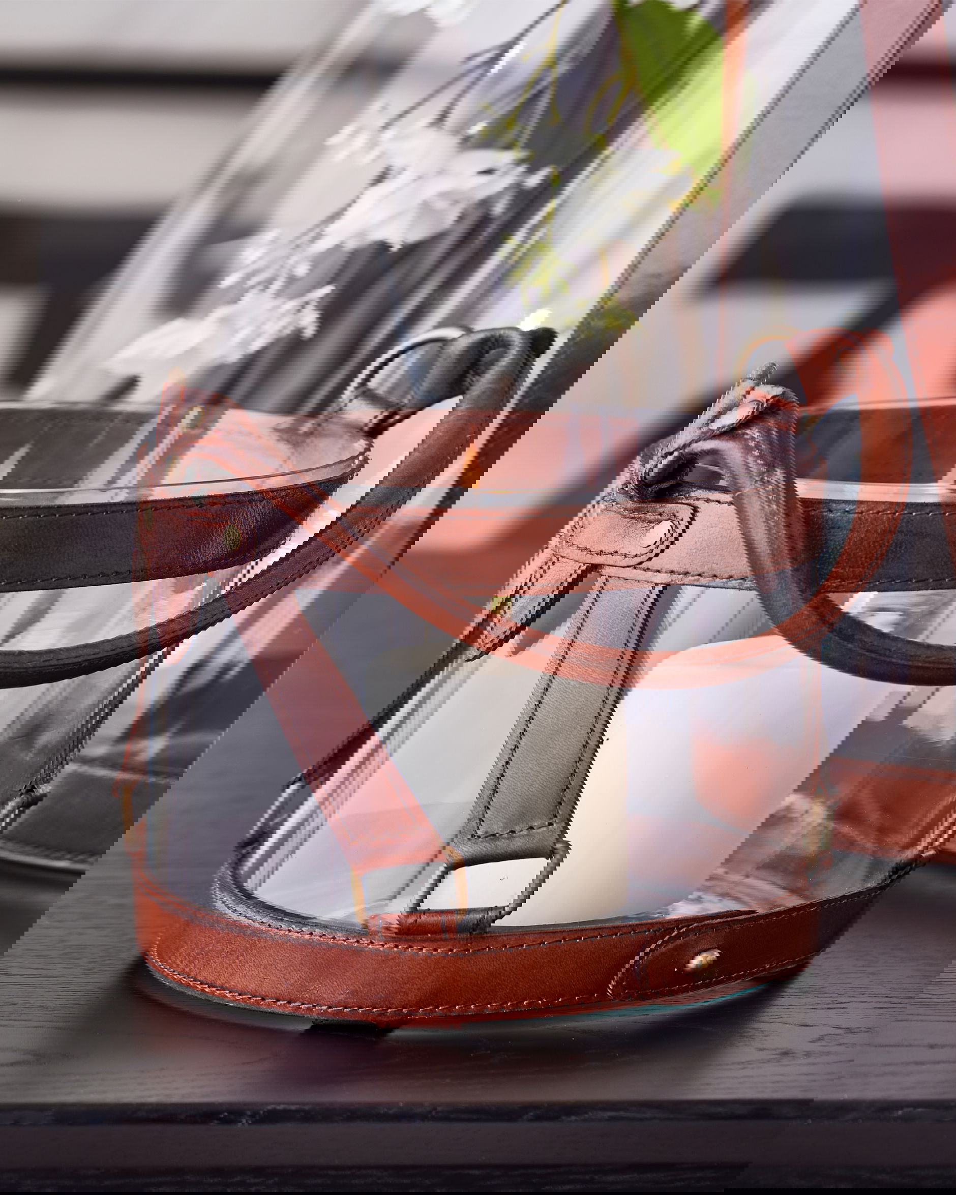 Kensington Glass Lantern Leather