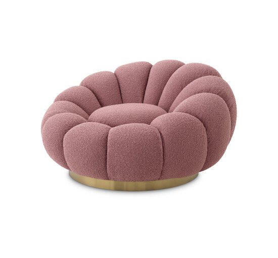 Bouclé rose - Mello Swivel Chair faux shearling