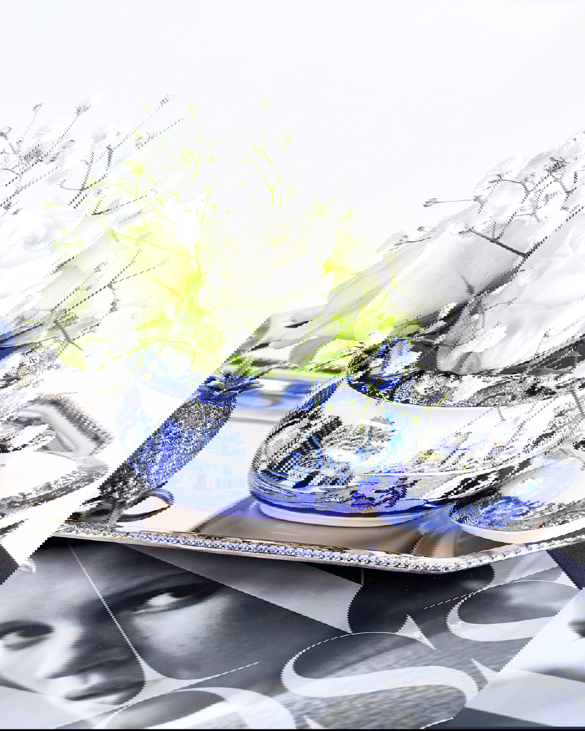 Blue Italian sockerskål blå/vit