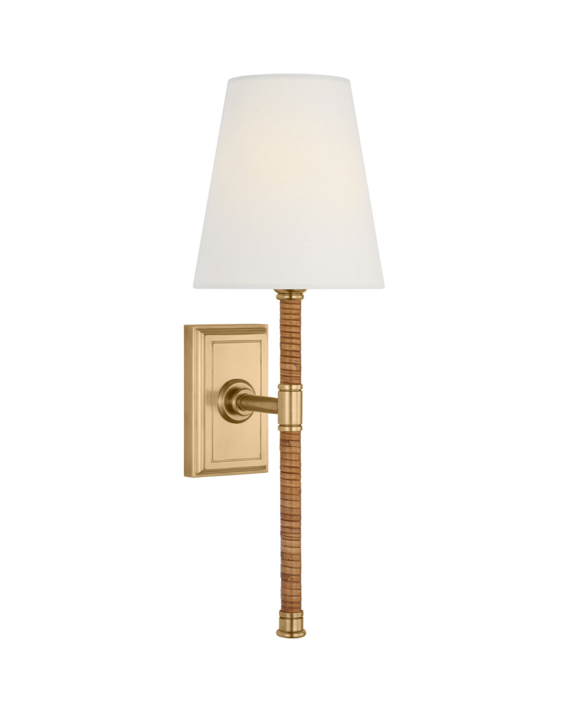 Basden 16" Tail Sconce Antique-Burnished Brass/Natural Rattan