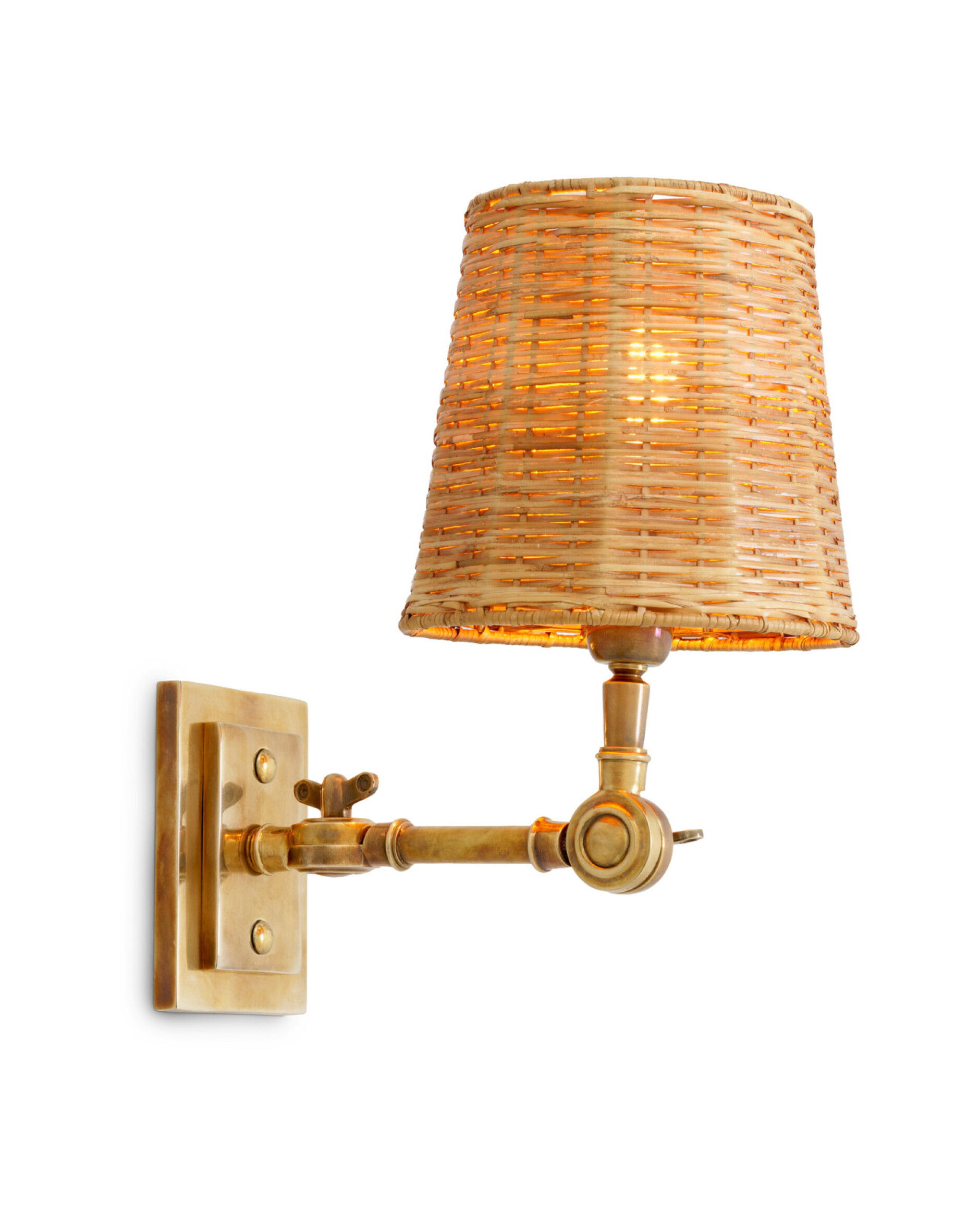 Wentworth Wall Lamp Brass/Rattan