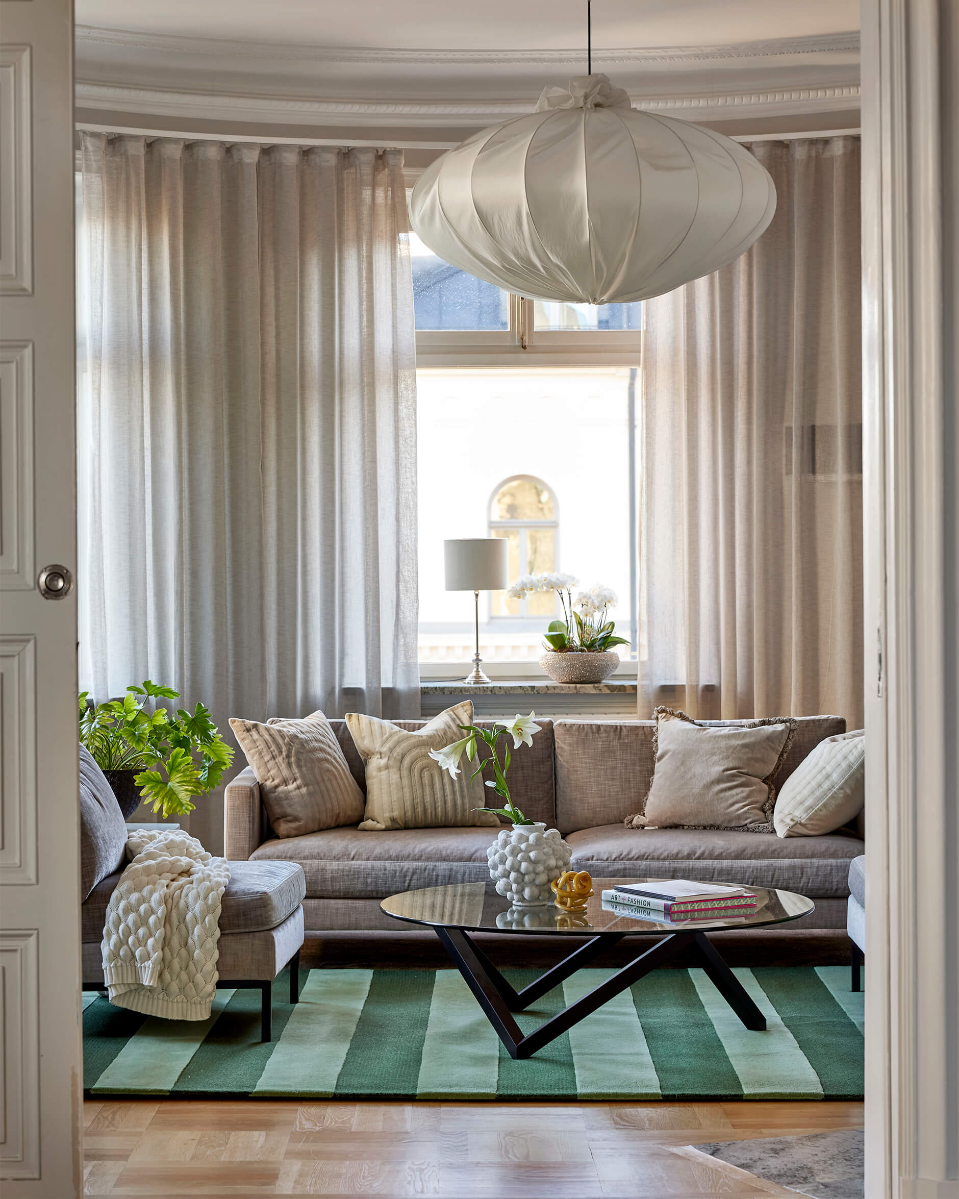 Stripe Boucle teppich grün