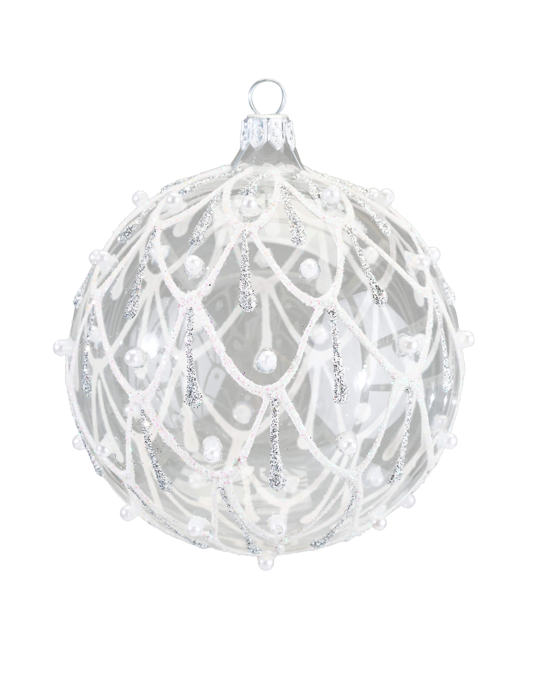 Lux Viola Bauble Clear Glass 10cm