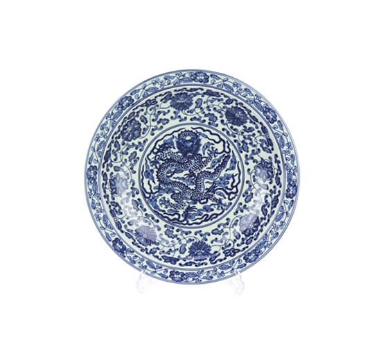Keramikfat drake blå/vit