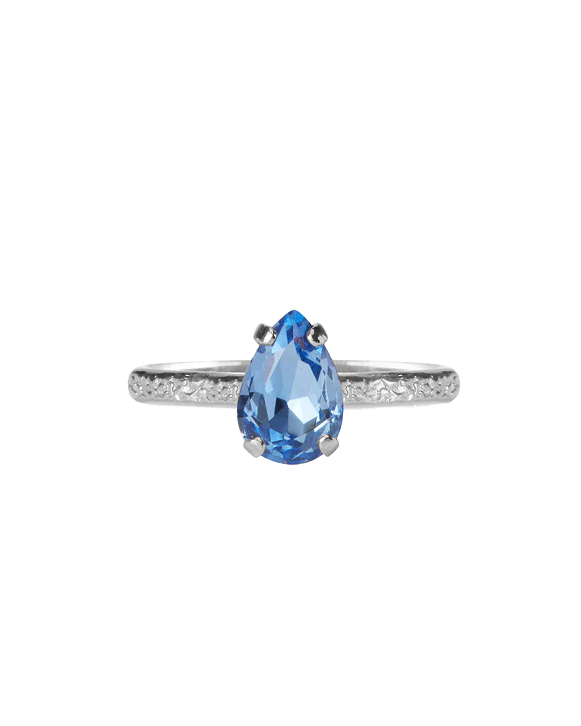 Petite Drop Ring Lapis Rhodium
