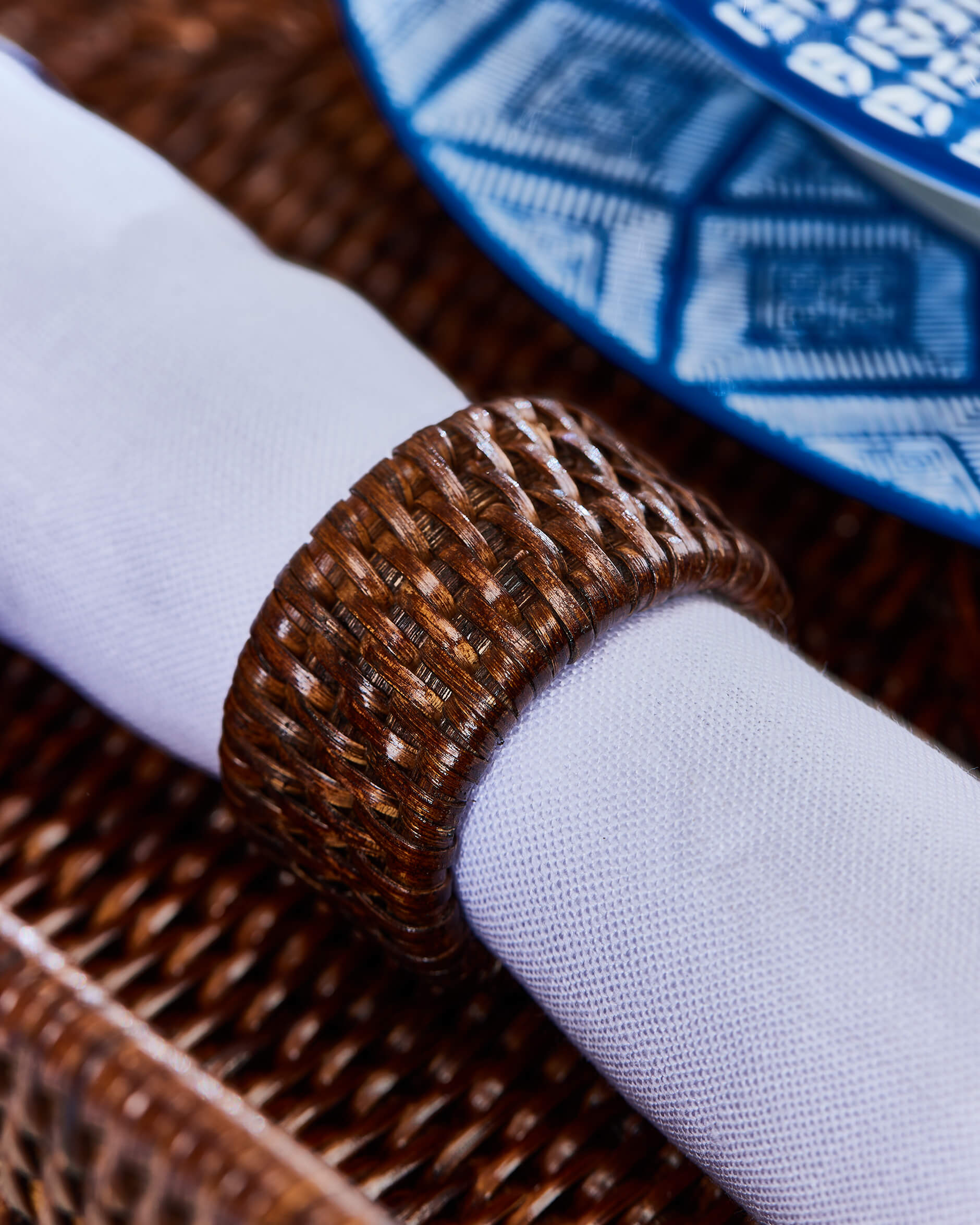 Cognac rotan servetring 6-pack