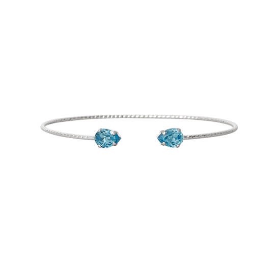 Rhodium - Evita Super Petite Bracelet Aquamarine