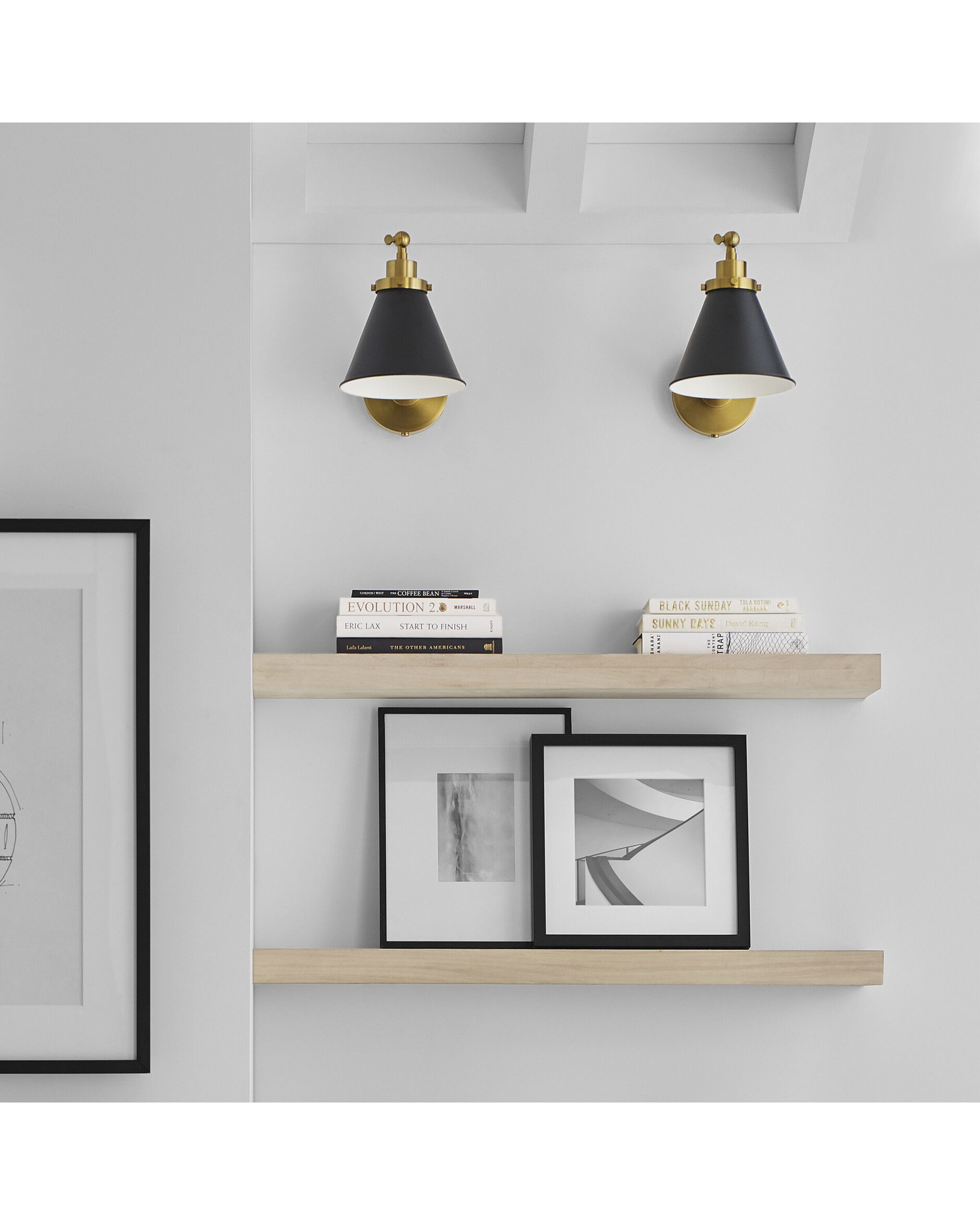 Wellfleet vägglampa svart/mässing