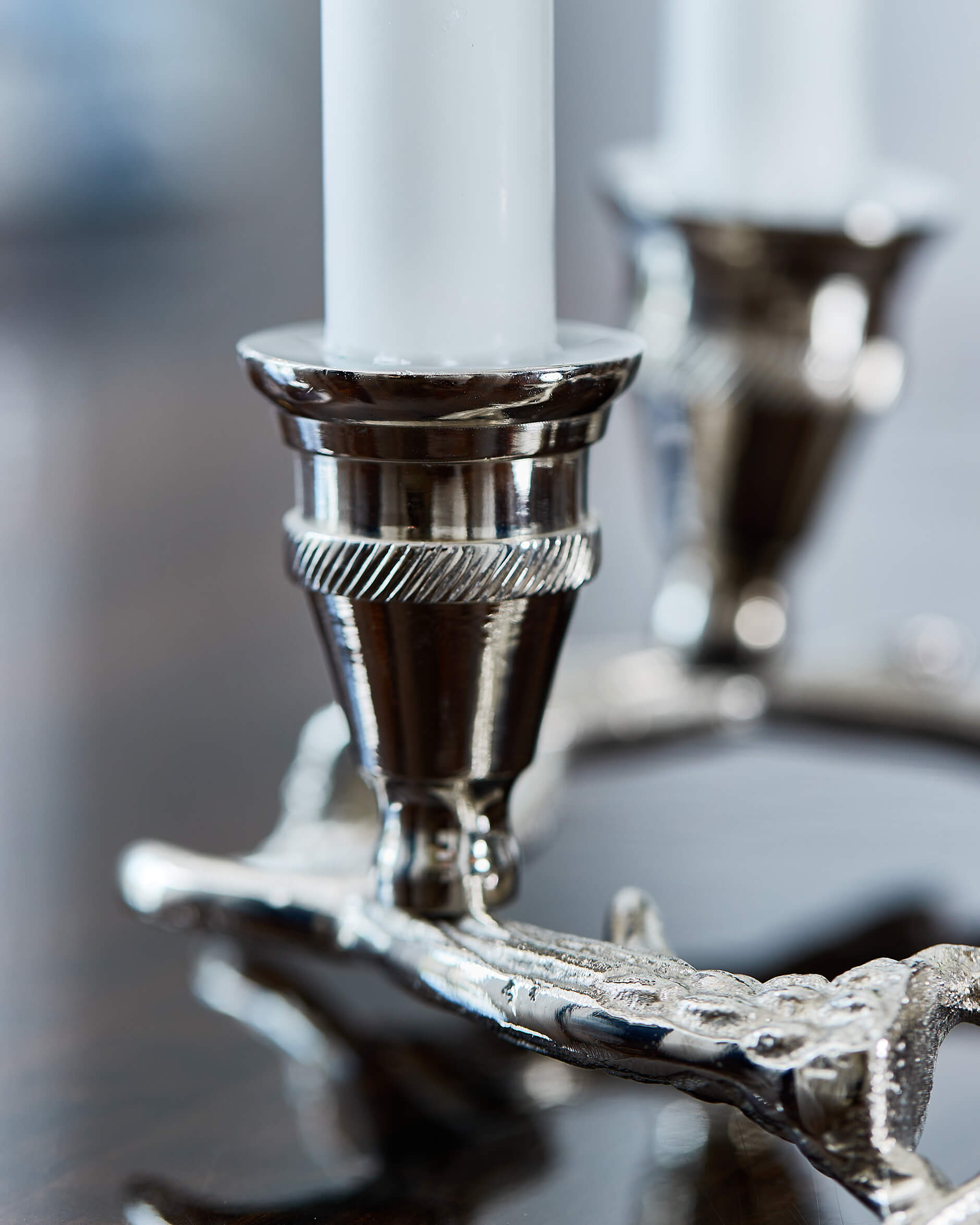 Antler Candle Holder Silver