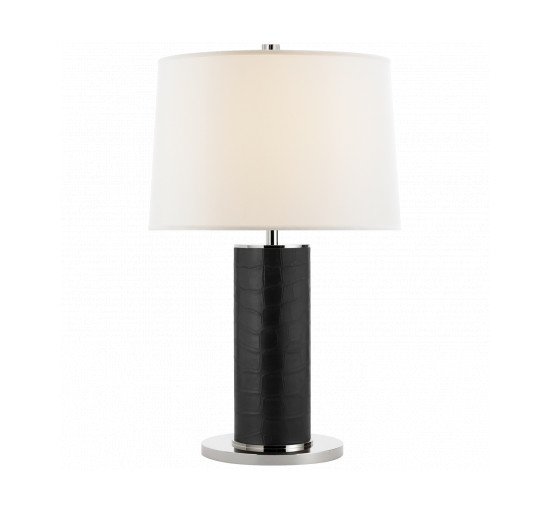 Black - Beckford Table Lamp Chocolate Leather