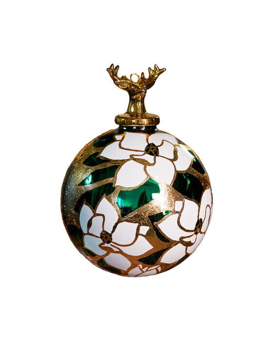 Royal Stag julkula grön/vit 10cm