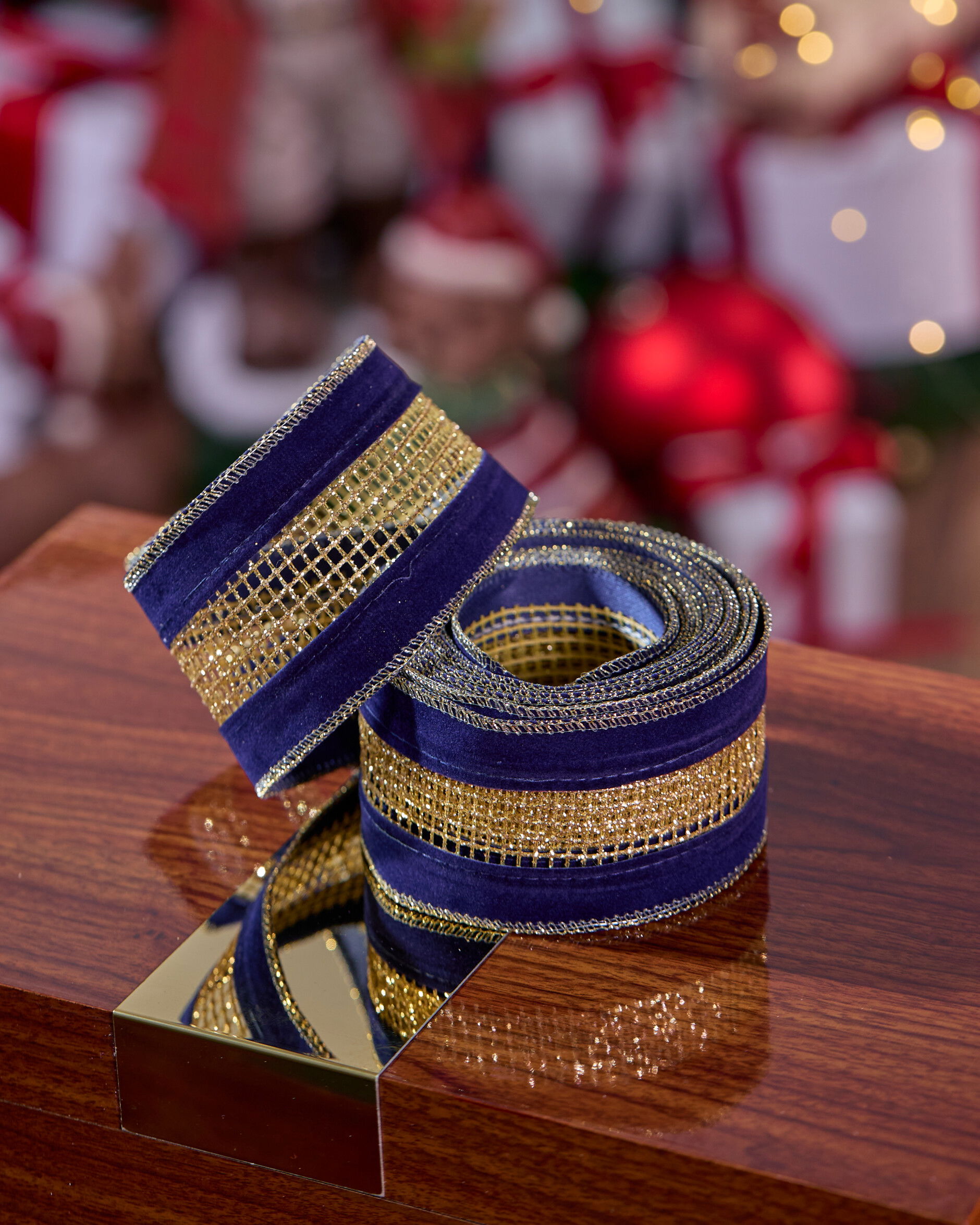 Eleanor tekstilbånd blå/guld 4,5m