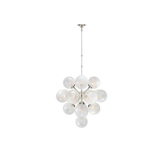 null - Cristol Tiered Chandelier Polished Nickel Large