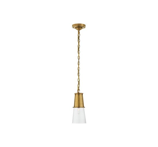 null - Robinson Small Pendant Antique Brass/Clear Glass