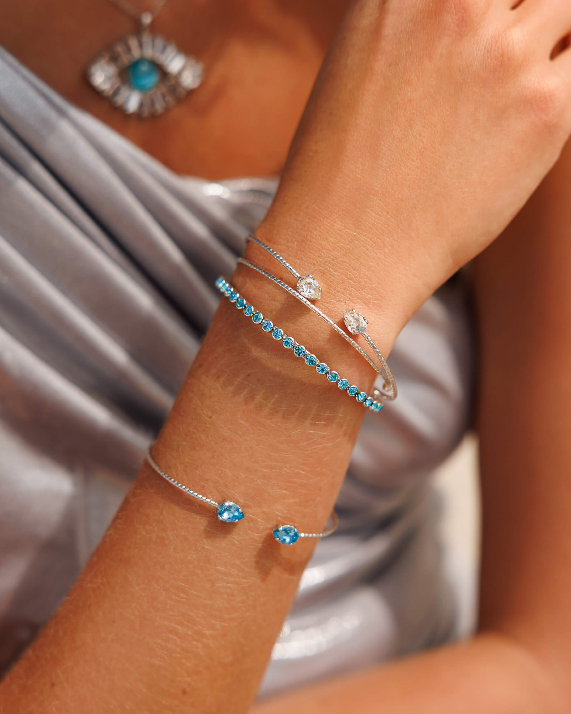 Evita Super Petite Bracelet Aquamarine Rhodium