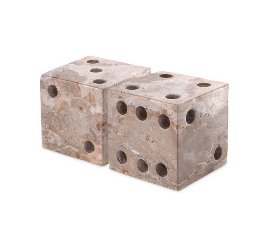 Brown marble - Visa dice decoration white marble set of 2