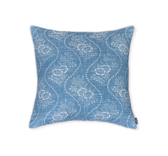 Blue - Annaliese Floral cushion cover chambray