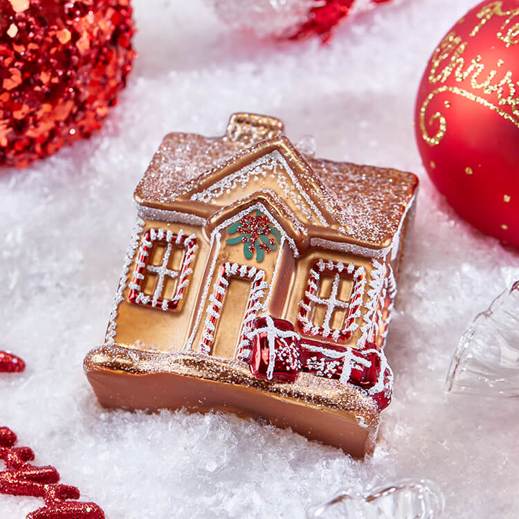 Peder Gingerbread House Ornament Gold