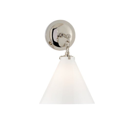 Polished Nickel/White Glass - Katie Conical Sconce Polished Nickel/Clear Small
