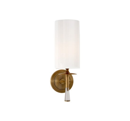 null - Drunmore Single Sconce Antique Brass and Crystal/White