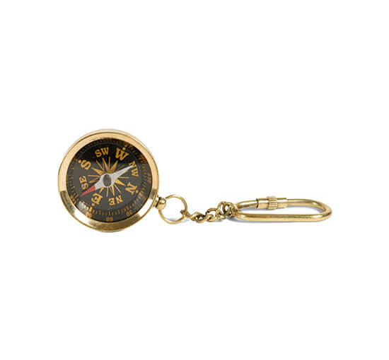 Compass Keychain Brass