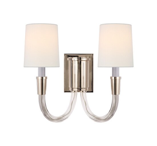 Polished Nickel - Vivian Double Sconce Polished Nickel/Linen