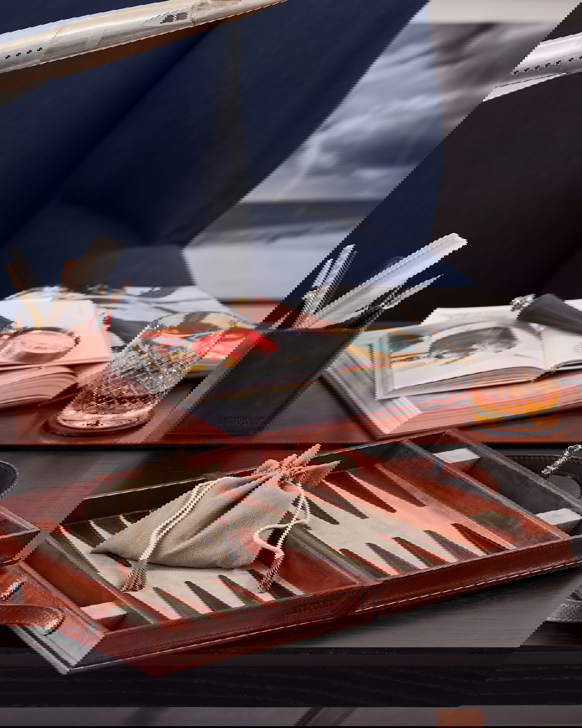 Kensington backgammon läder