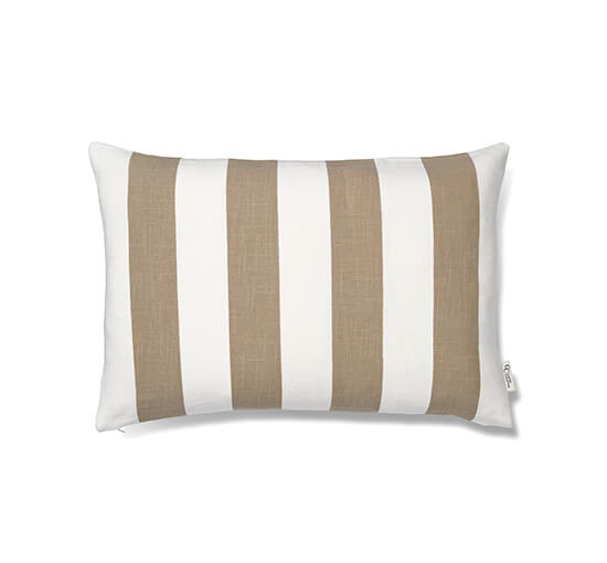 Beige - Striped putetrekk oransje