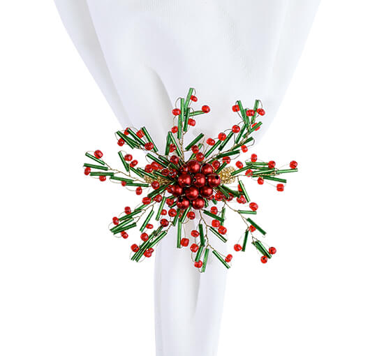 Holly Napkin Ring Green/Red