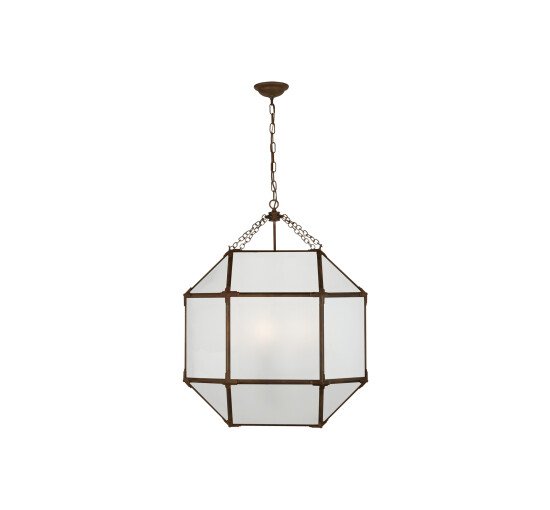 null - Morris Lantern Gilded Iron/Frosted Glass Large