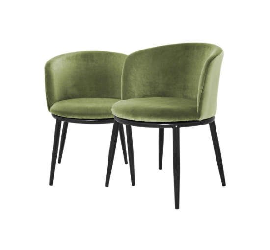 Cameron Light Green - Filmore Dining Chair bouclé grey set of 2