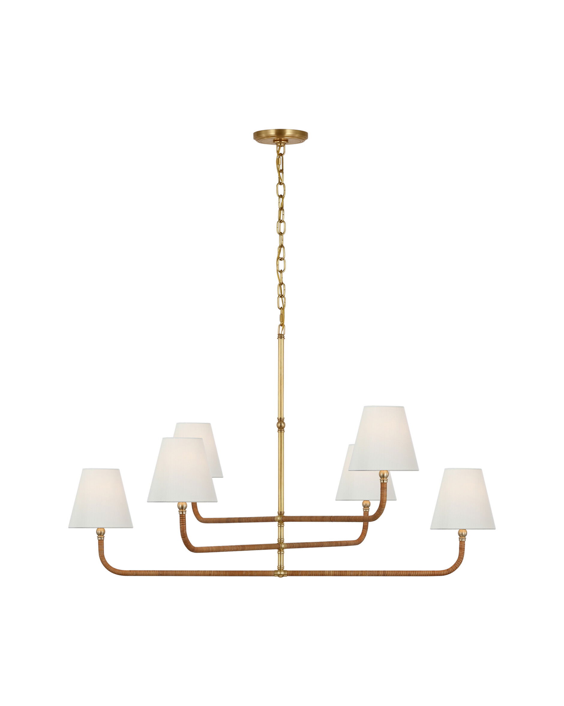 Basden Extra Large Three Tier Chandelier Brass/Natural Rattan