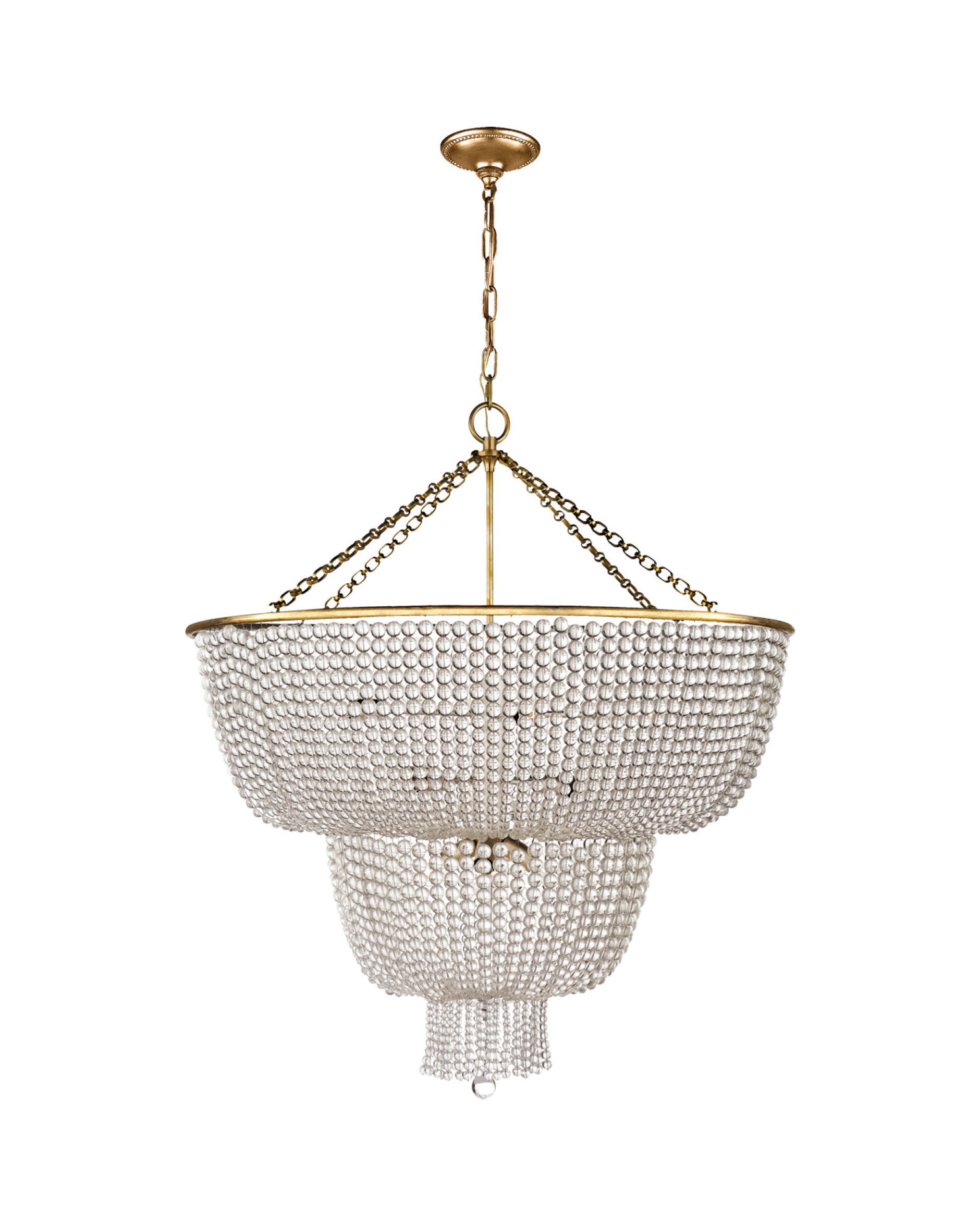 Jacqueline kristallkrona dubbel antik mässing/klarglas