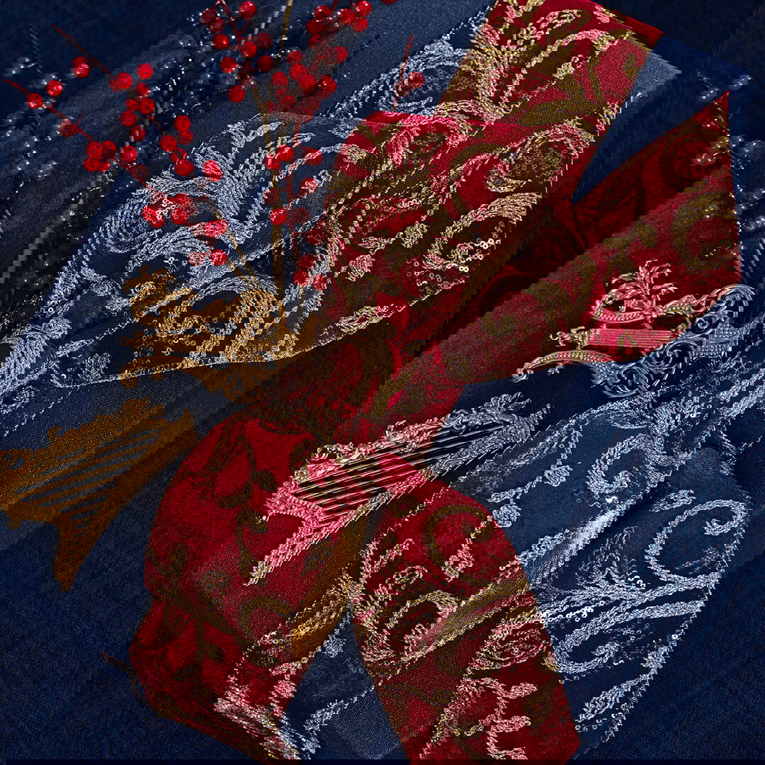 Lillian textile ribbon red/gold 4.5 m